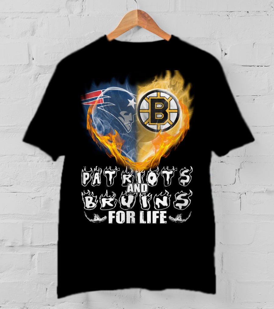 Patriots And Bruins For Life Nfl Nhl Sports Fan T-Shirt