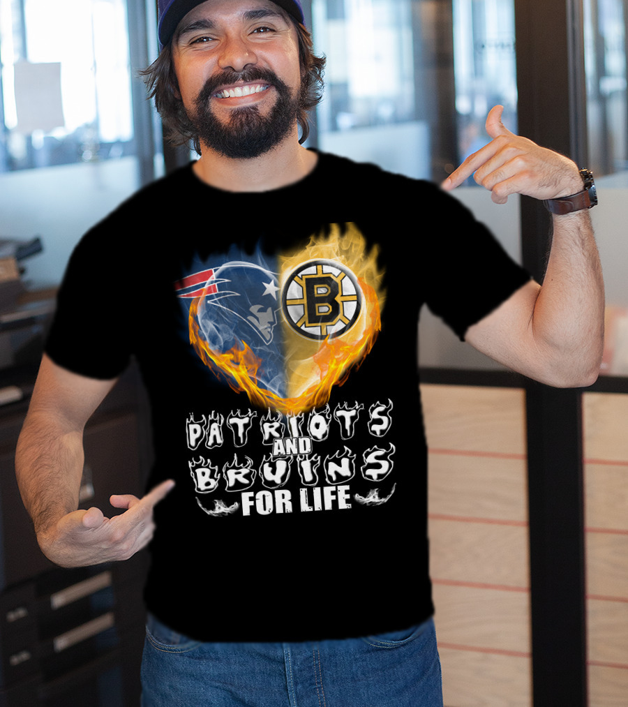 Patriots And Bruins For Life Nfl Nhl Sports Fan T-Shirt