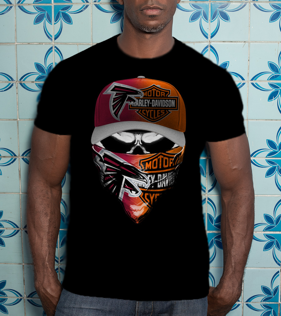 Atlanta Falcons Harley Davidson Motorcycles Mask Hat Combo T-Shirt