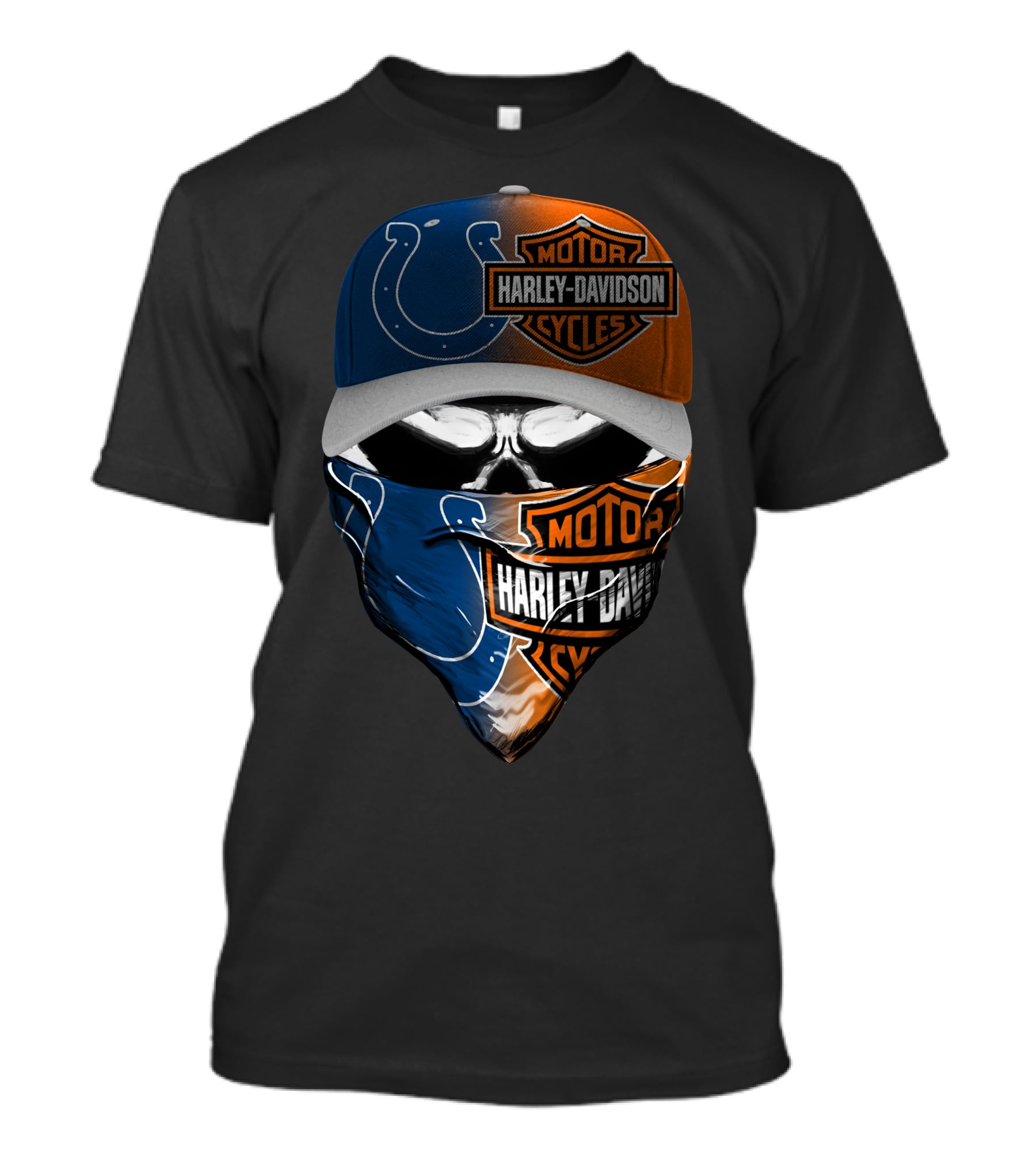 Harley Davidson Motorcycles Colts Skull Hat Bandana T-Shirt