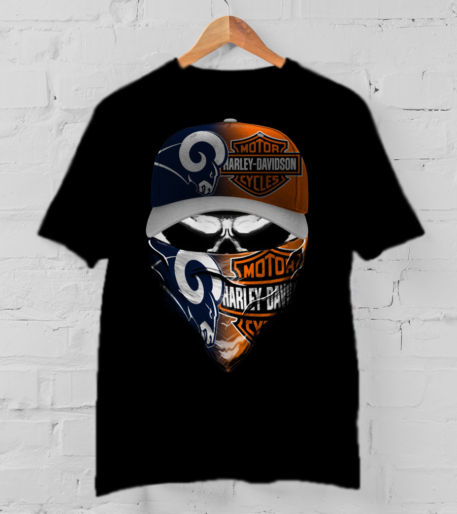 Motorcycles Rams 18Hl Skull Mask Hat Moto Cycles T-Shirt