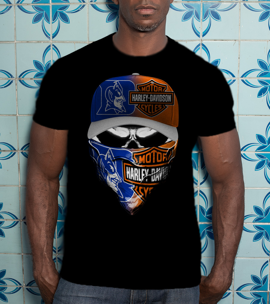 Harley Davidson Motorcycles Blue Devil Mask T-Shirt