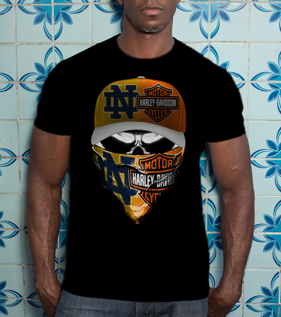 Notre Dame Fighting Irish Harley Davidson Skull Mask Combo T-Shirt