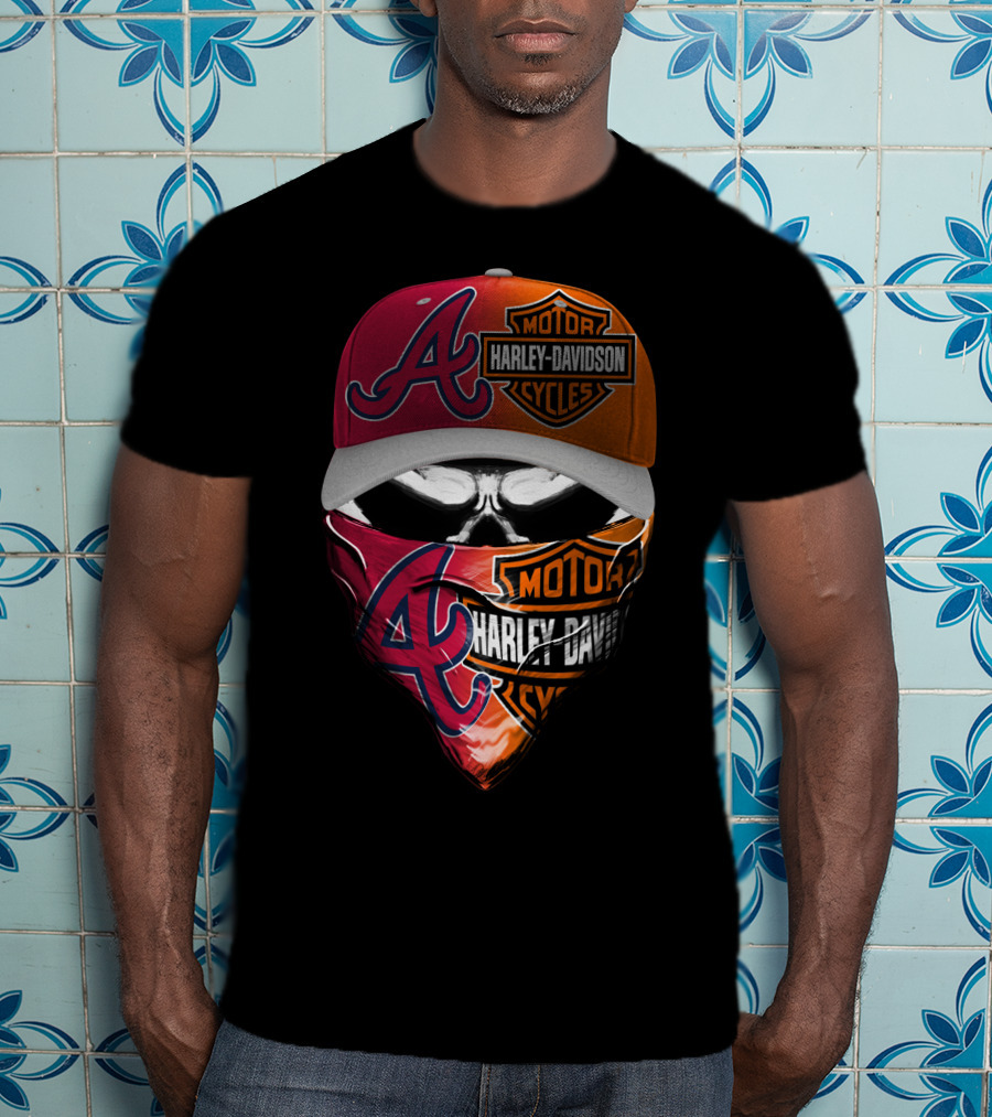 Atlanta Braves Harley Davidson Mask Fusion T-Shirt