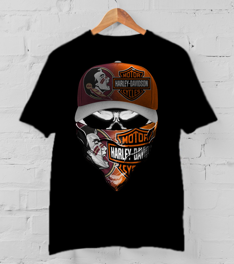 Harley Davidson Motorcycles  Florida Seminoles Face Mask And Cap T-Shirt