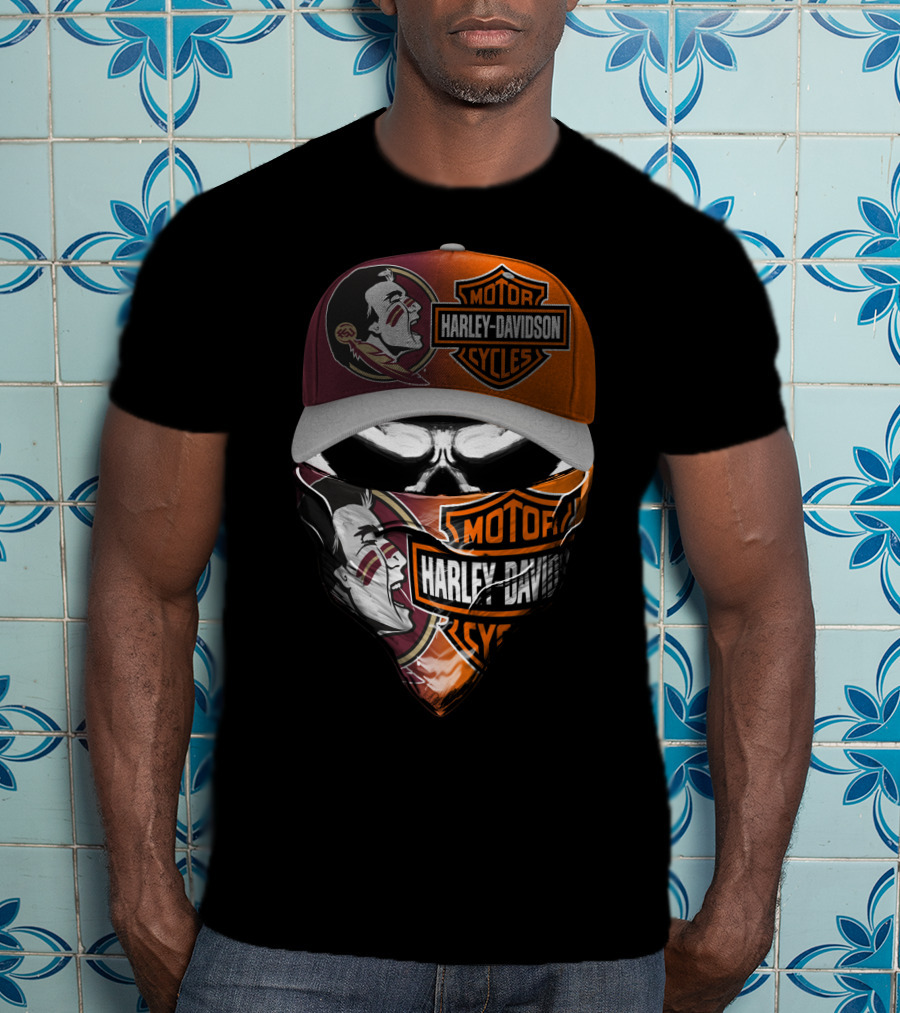 Harley Davidson Motorcycles  Florida Seminoles Face Mask And Cap T-Shirt