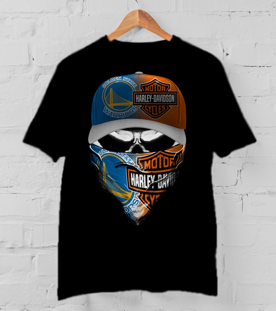 Golden State Warriors Harley Davidson Mask Cap T-Shirt