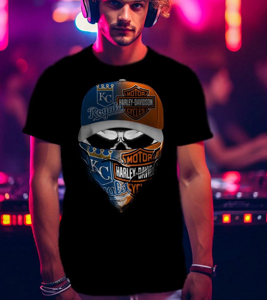 Kc Royals Harley Davidson Motorcycles Skull Mask T-Shirt