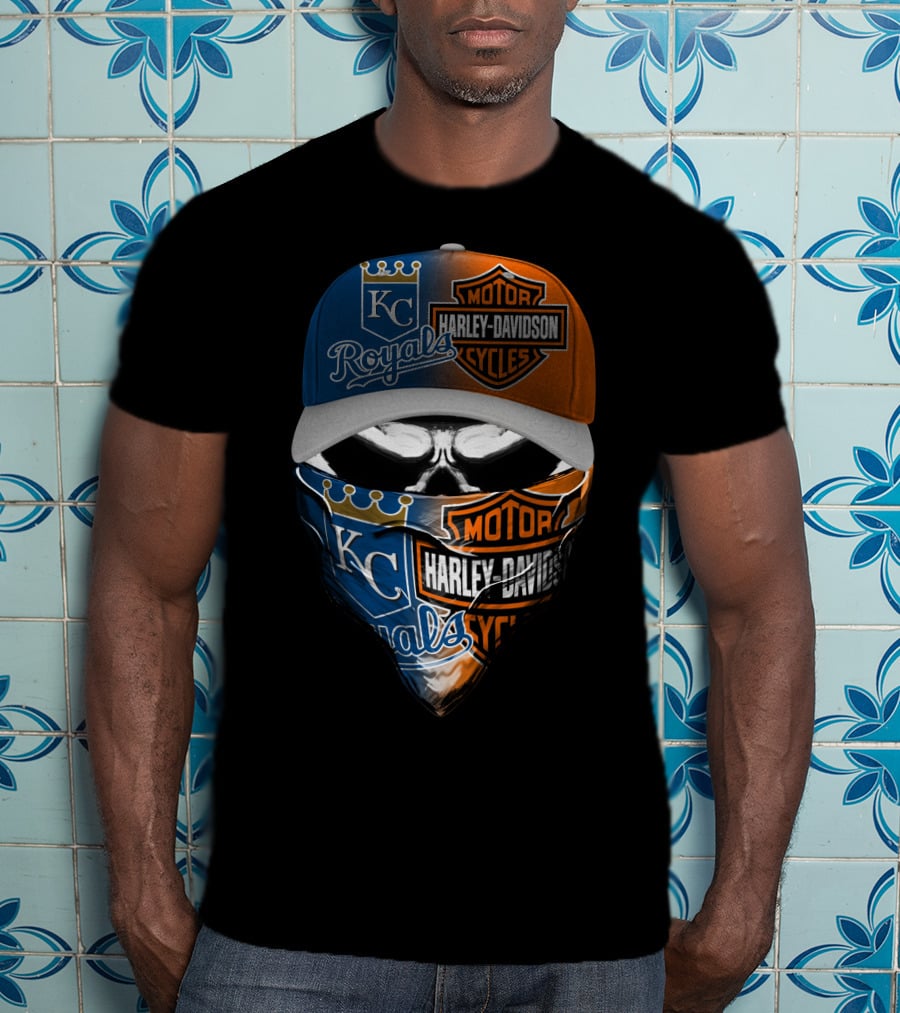 Kc Royals Harley Davidson Motorcycles Skull Mask T-Shirt