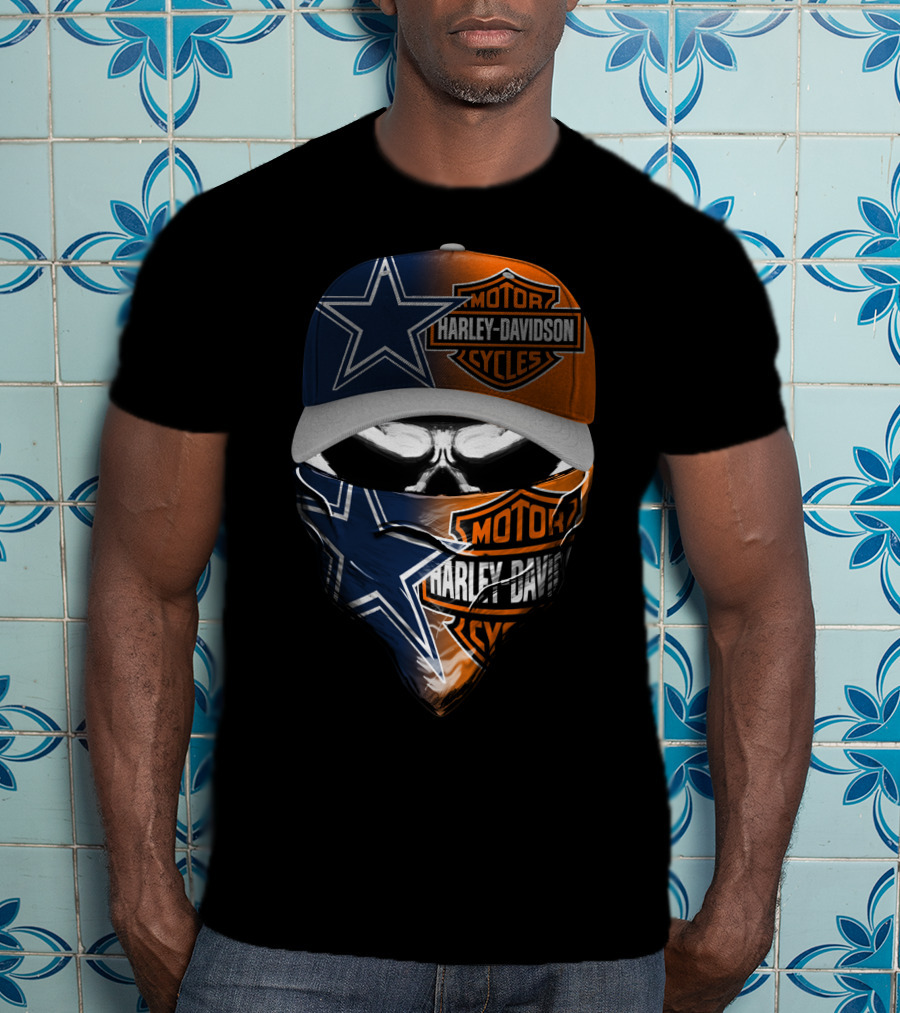 Harley Davidson Cycles And Star Helmet Face Covering T-Shirt