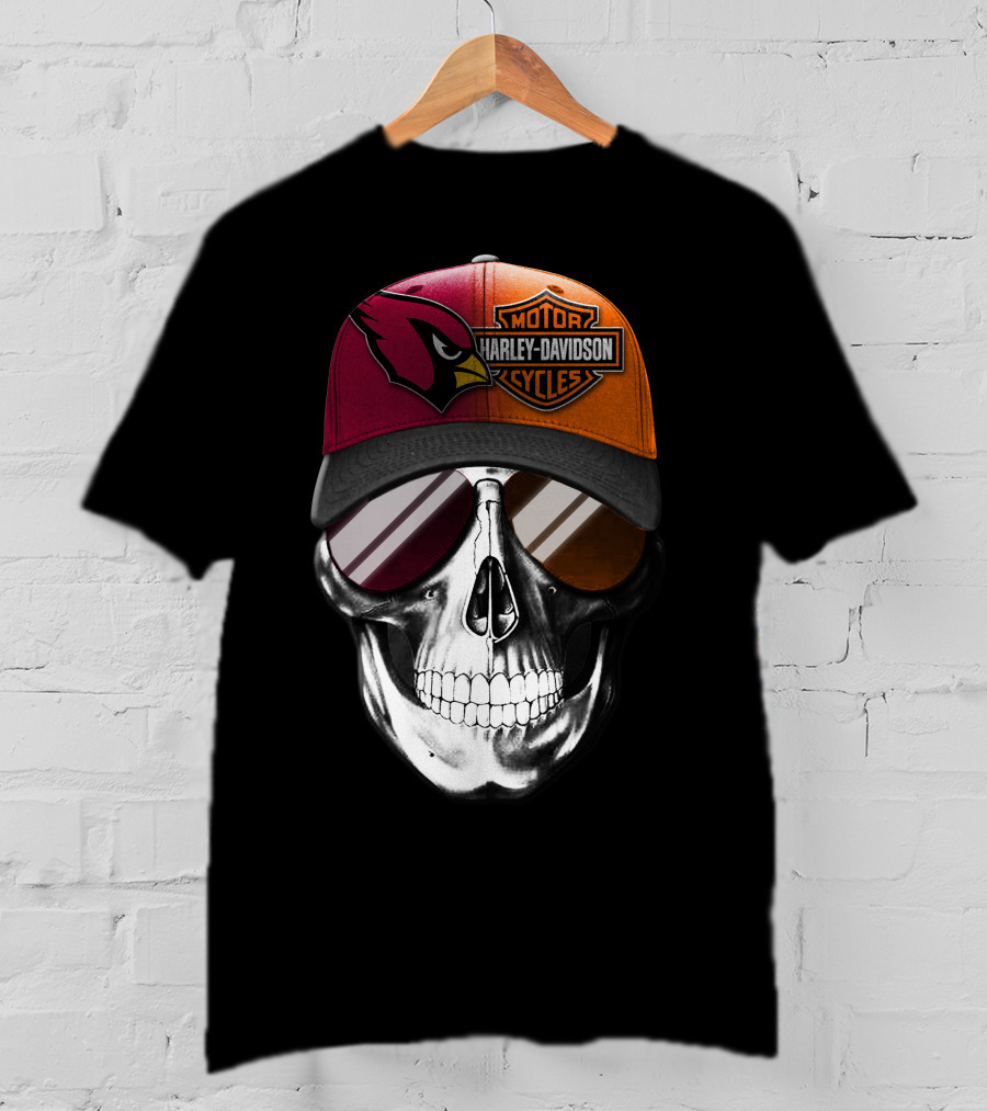 Harley Davidson Arizona Cardinals Skull T-Shirt