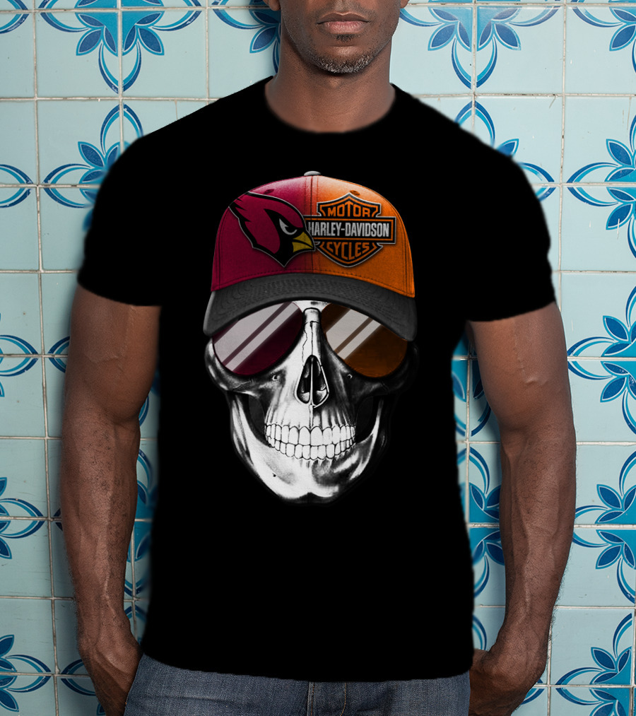 Harley Davidson Arizona Cardinals Skull T-Shirt