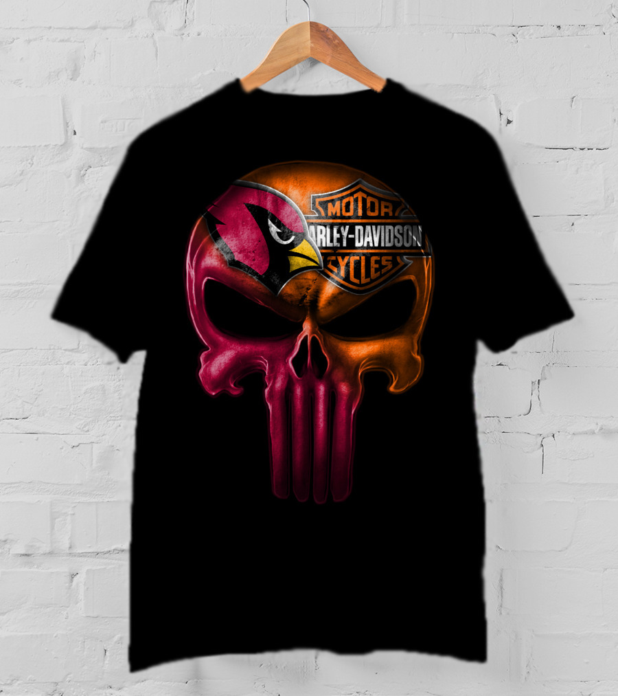 Arizona Cardinals Harley Davidson Skull T-Shirt