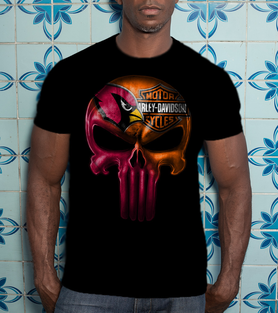 Arizona Cardinals Harley Davidson Skull T-Shirt