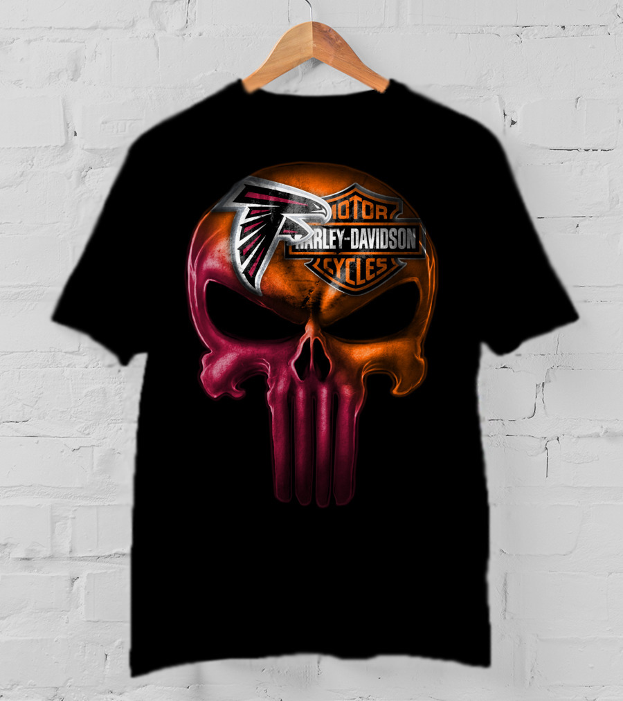 Atlanta Falcons Harley Davidson Punisher Skull T-Shirt