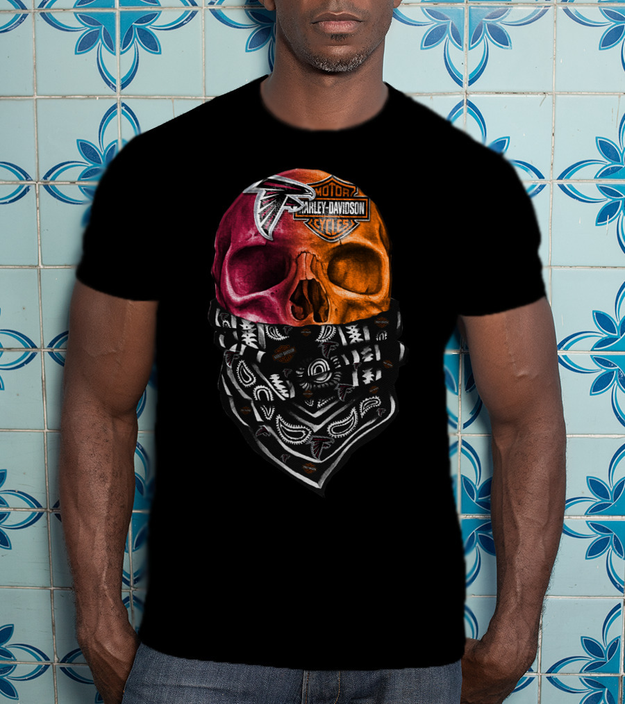 Harley Davidson Atlanta Falcons Skull Bandana T-Shirt