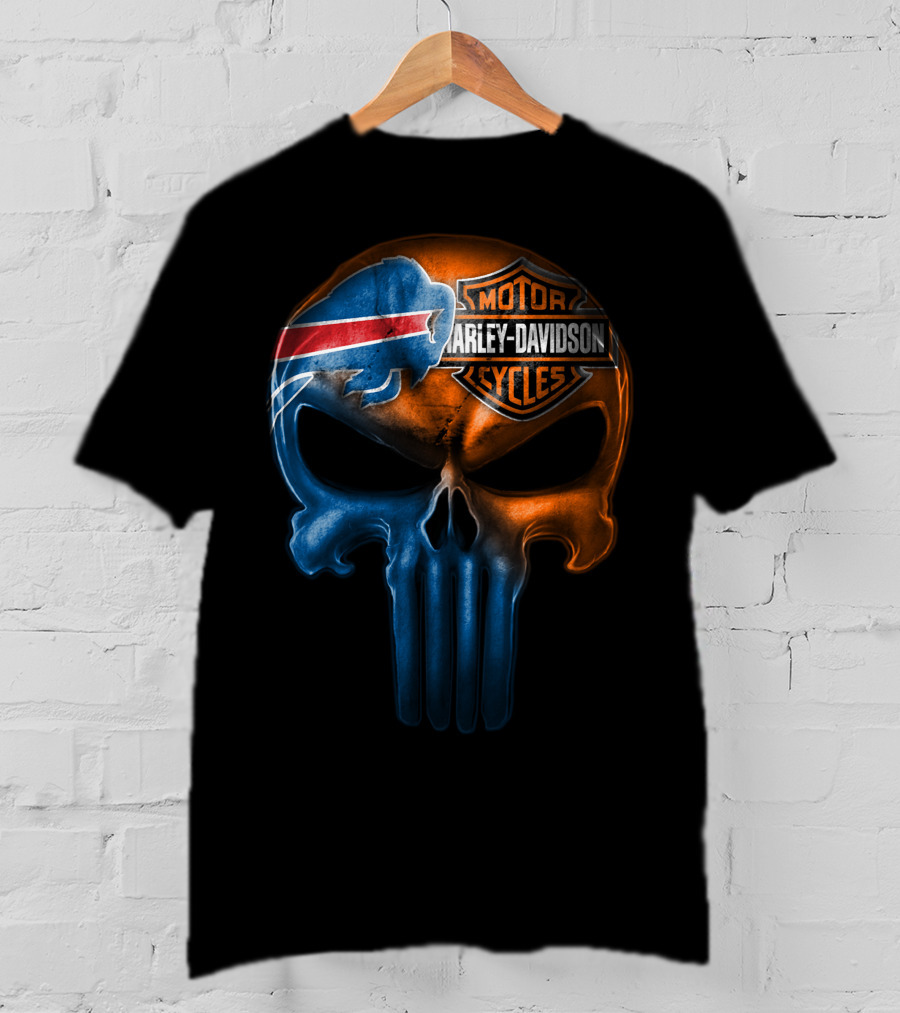 Buffalo Bills Harley Davidson Punisher Skull T-Shirt