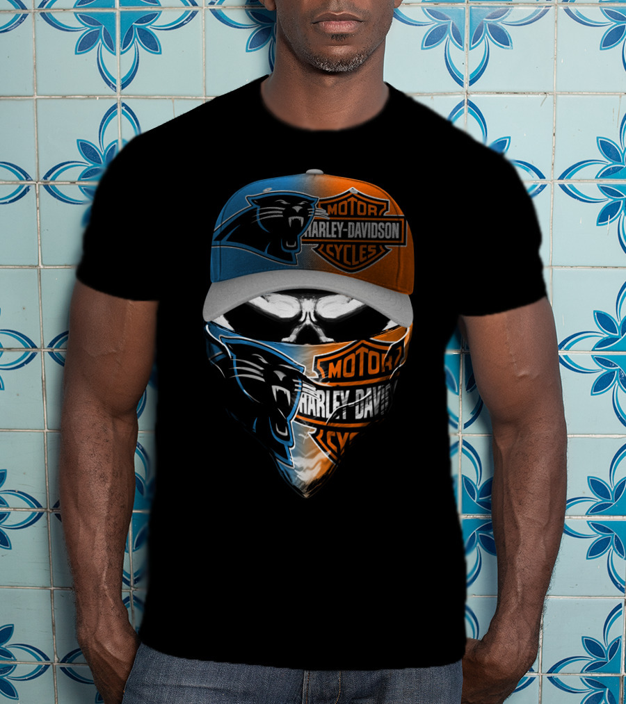 Carolina Panthers Harley Davidson Motorcycles Dual T-Shirt