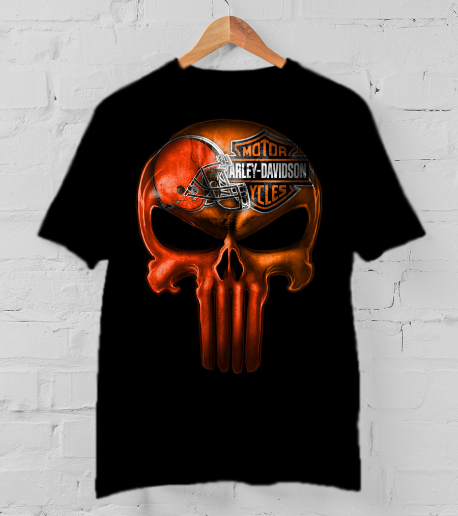 Harley Davidson Skull With Football Helmet T-Shirt