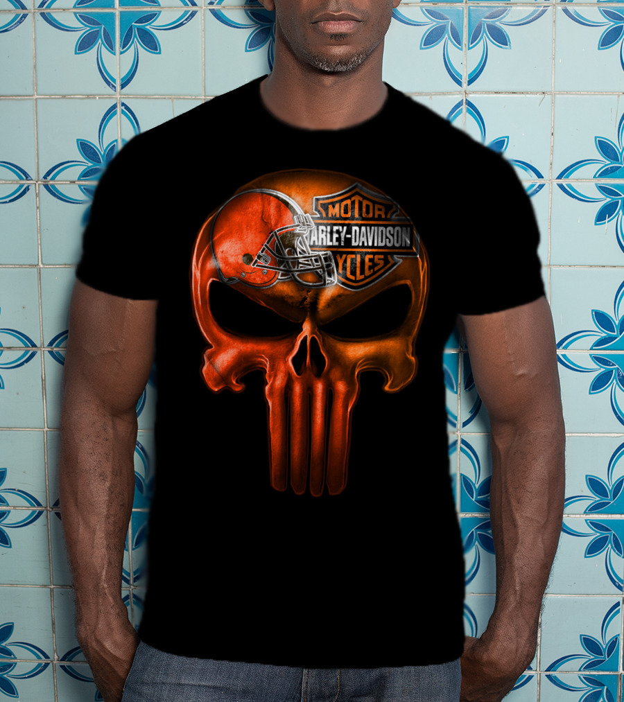 Harley Davidson Skull With Football Helmet T-Shirt