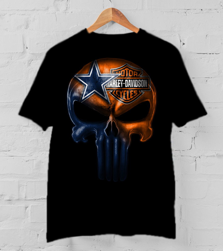 Harley Davidson Motor Cycles Dallas Cowboys Skull 09Hl T-Shirt