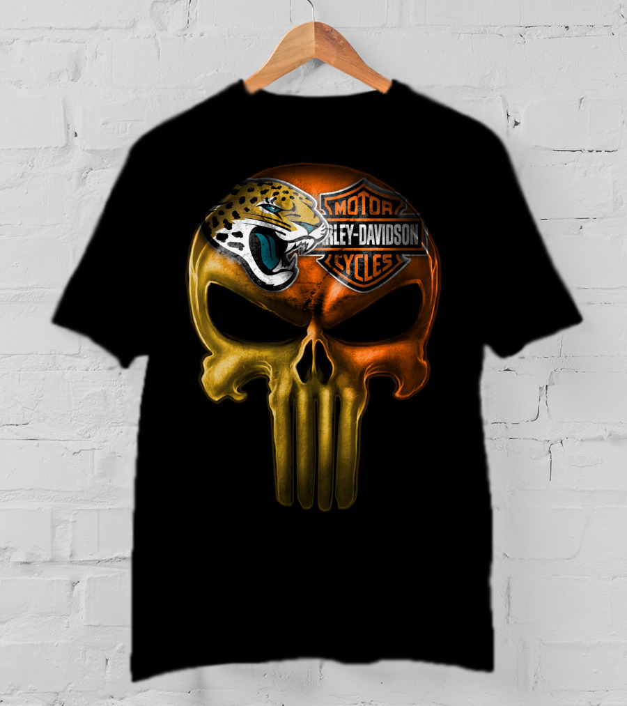 Jacksonville Jaguars Harley Davidson Skull T-Shirt