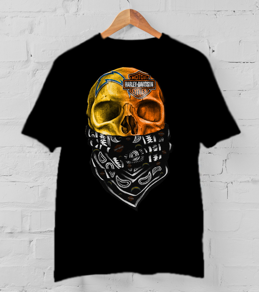 Los Angeles Chargers Harley Davidson Skull Bandana T-Shirt