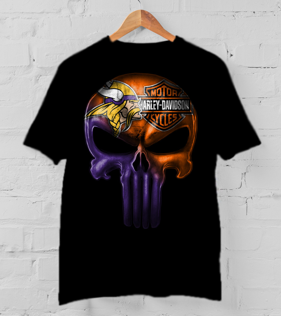 Vikings Skull Harley Davidson Punisher Crossover 20Hl T-Shirt