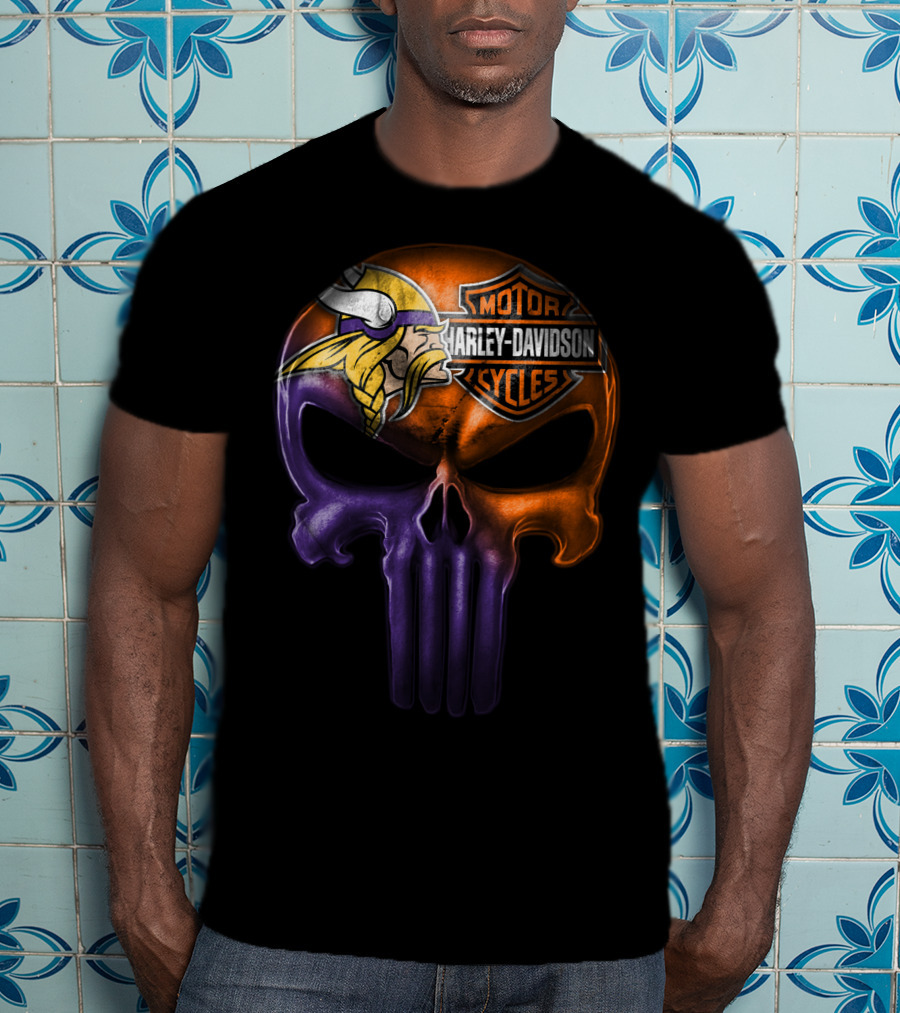 Vikings Skull Harley Davidson Punisher Crossover 20Hl T-Shirt
