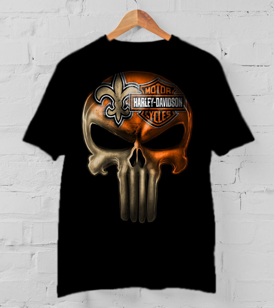 Harley Davidson Motorcycles Skull With Fleur-De-Lis T-Shirt