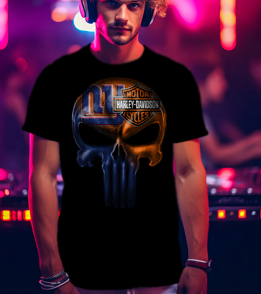 Ny Giants Harley Davidson Punisher Skull 23Hl T-Shirt
