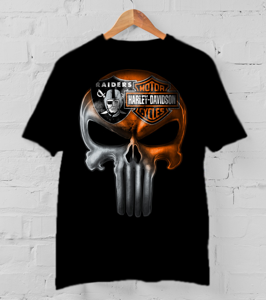 Raiders Harley Davidson Punisher Skull T-Shirt
