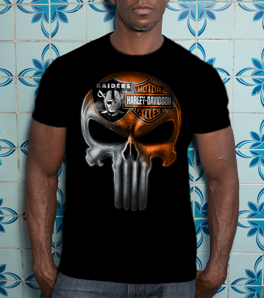 Raiders Harley Davidson Punisher Skull T-Shirt