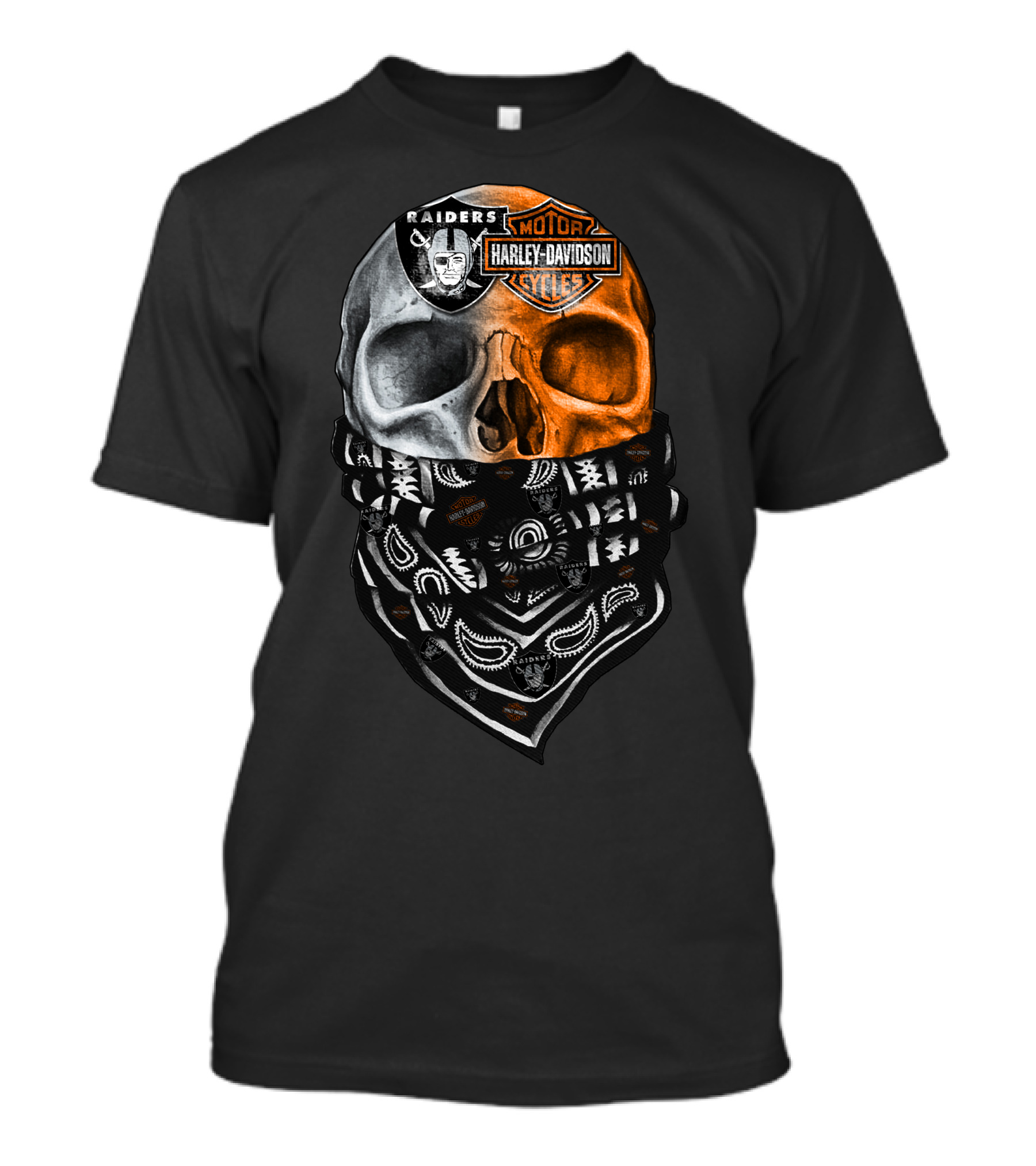 Raiders Harley Davidson Dual Skull Bandana T-Shirt