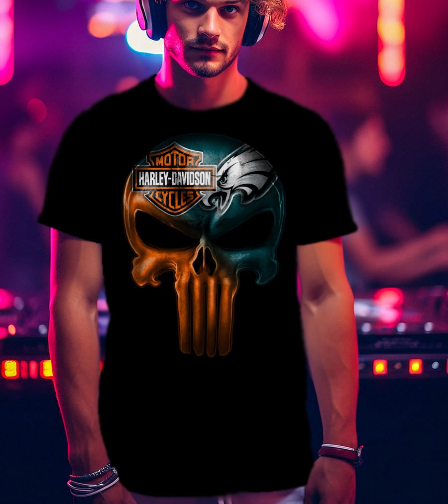 Harley Davidson Motor Cycles Eagles Skull T-Shirt