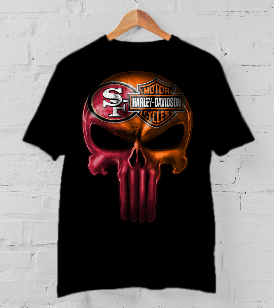 San Francisco 49ers Harley Davidson Punisher Skull T-Shirt