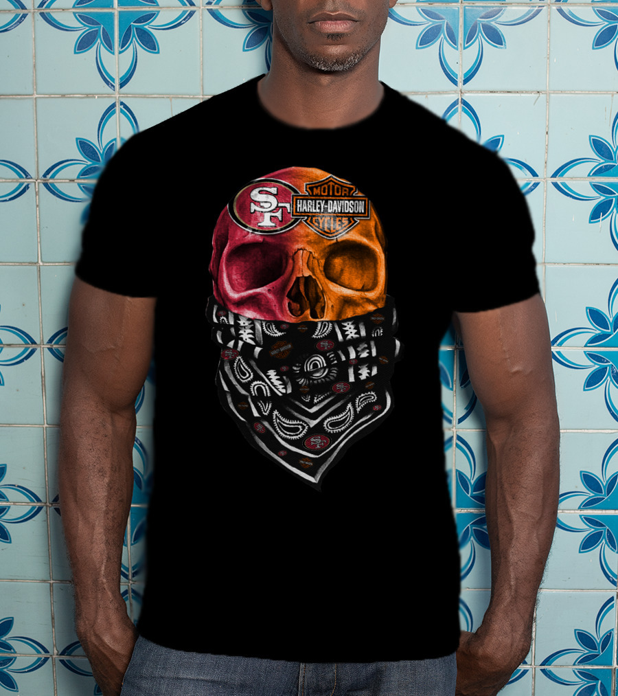 Harley Davidson San Francisco 49ers Skull Bandana T-Shirt
