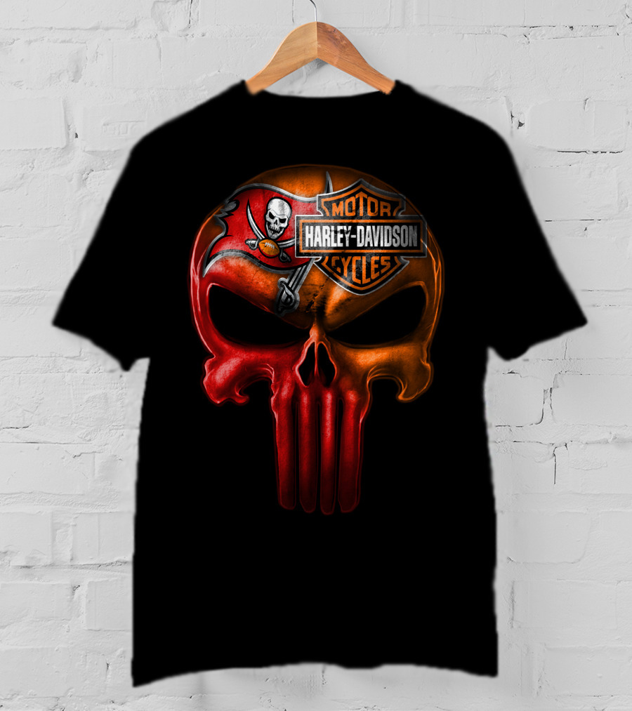 Harley Davidson Motorcycles Tampa Bay Buccaneers Skull T-Shirt
