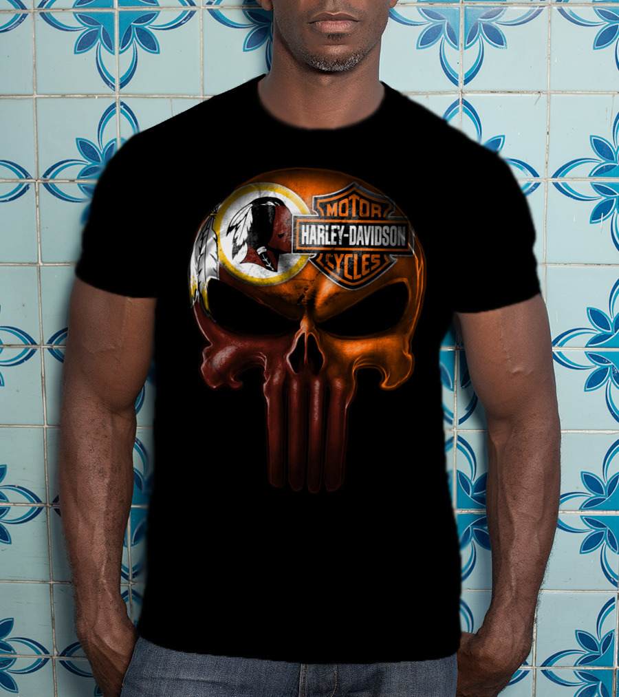 Harley Davidson Washington Football Crossover Skull T-Shirt