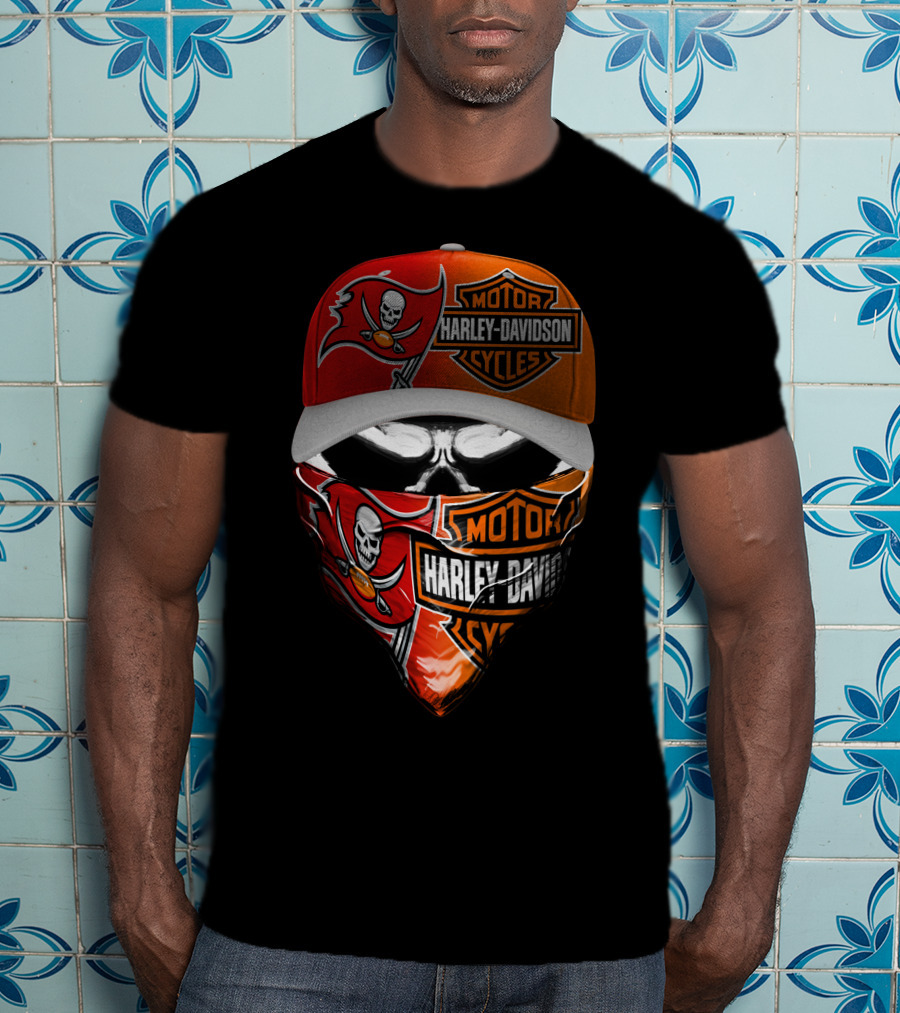 Tampa Bay Buccaneers Harley Davidson Skulls Combination T-Shirt