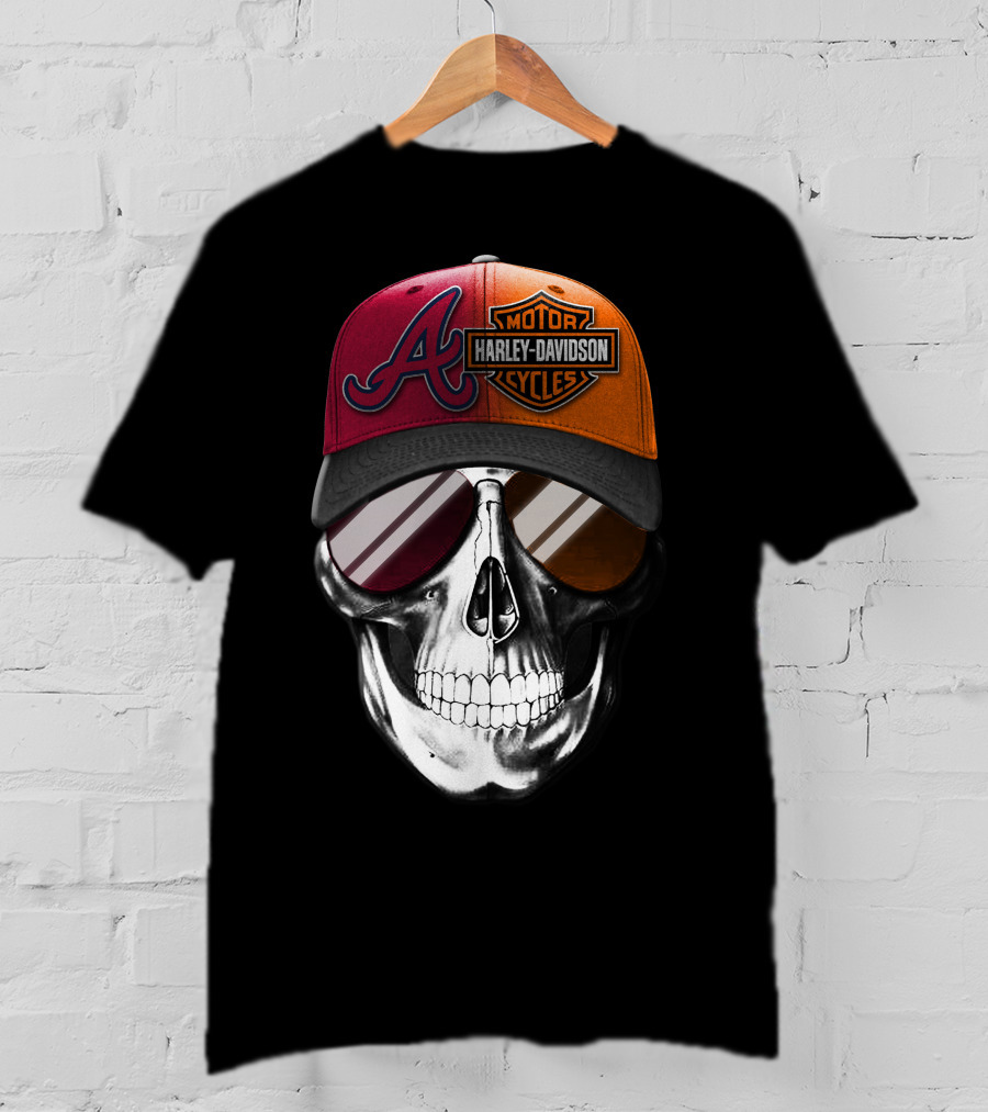 Harley Davidson Atlanta Braves Skull Cap T-Shirt