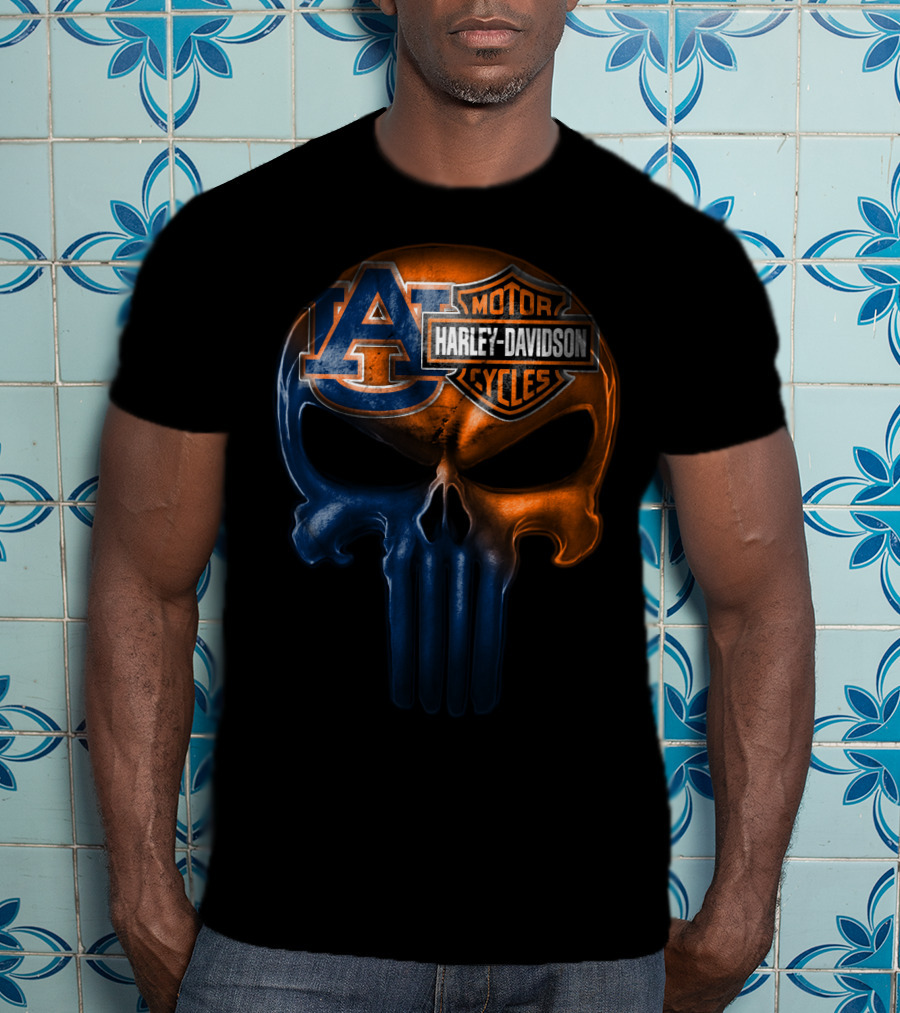Auburn Tigers Harley Davidson Skull 03Ahl T-Shirt
