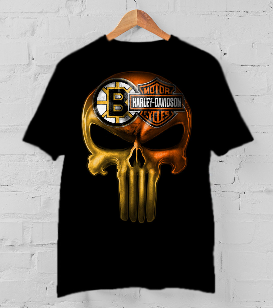 Boston Bruins Harley Davidson Skull 05Ahl T-Shirt