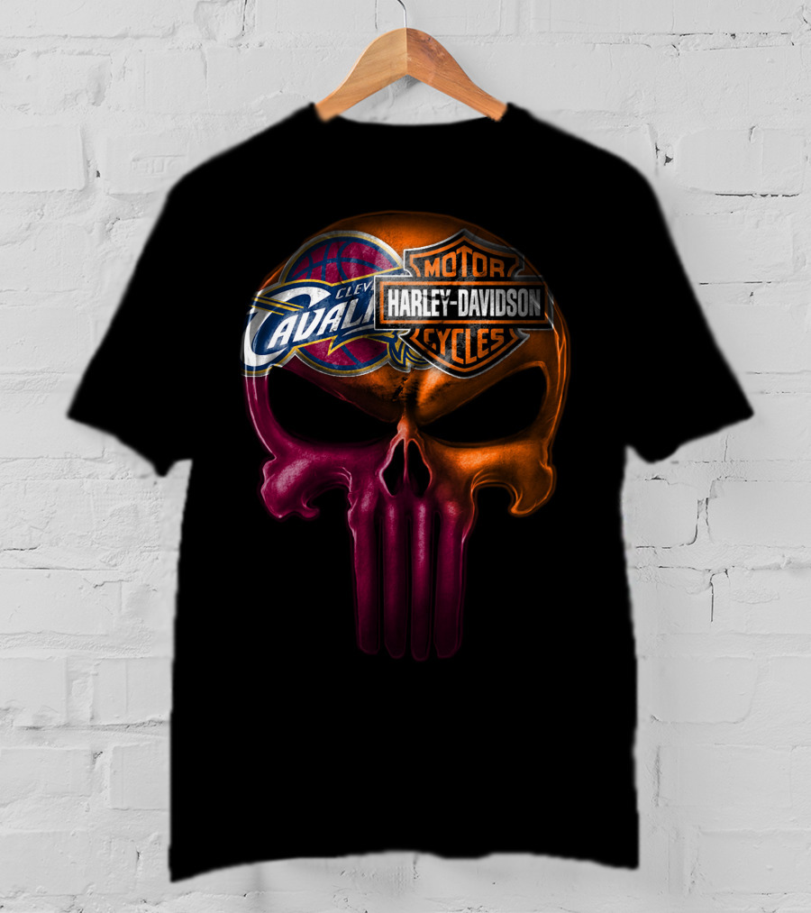 Cleveland Cavaliers Harley Davidson Skull T-Shirt