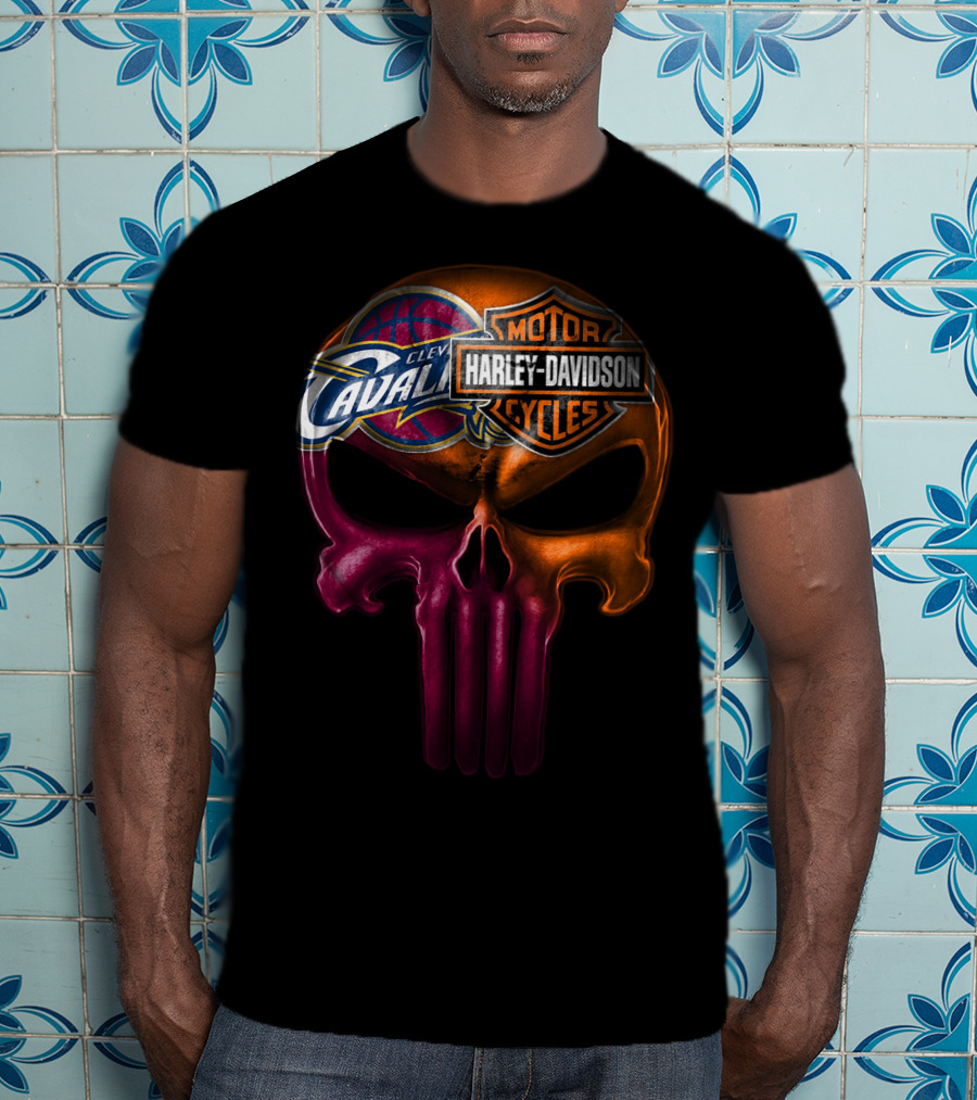 Cleveland Cavaliers Harley Davidson Skull T-Shirt
