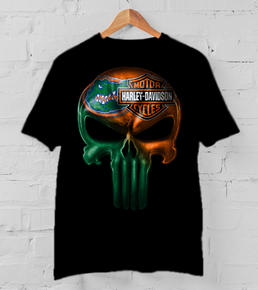 Florida Gators Harley Davidson Punisher Skull T-Shirt