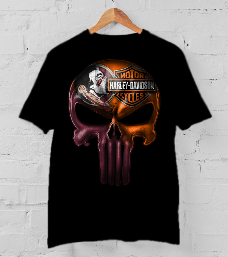 Harley Davidson And Seminoles Skull Fusion T-Shirt