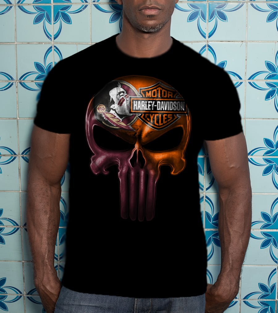 Harley Davidson And Seminoles Skull Fusion T-Shirt