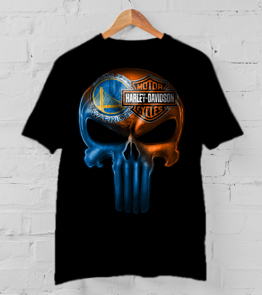 Golden State Warriors Harley Davidson Punisher Skull T-Shirt