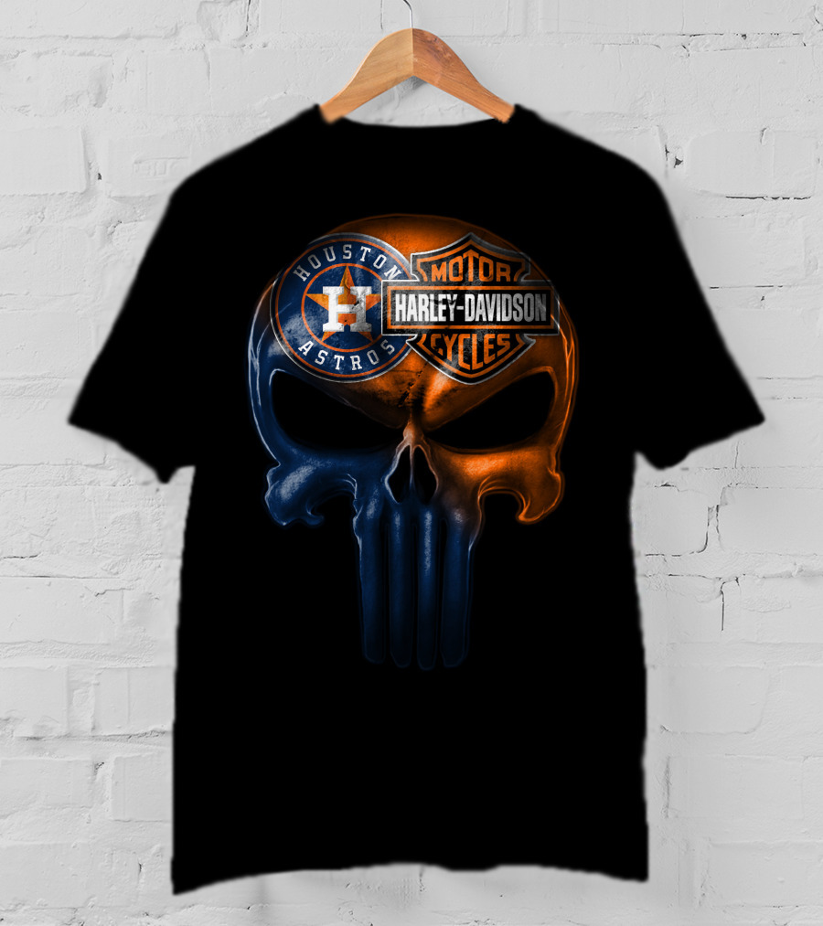 Houston Astros Harley Davidson Punisher Skull T-Shirt